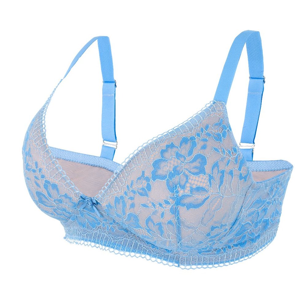 Glamorise 38A Perfect "A" Lace Bra (PADDED) Stretch-Straps WIRELESS Blue NEW